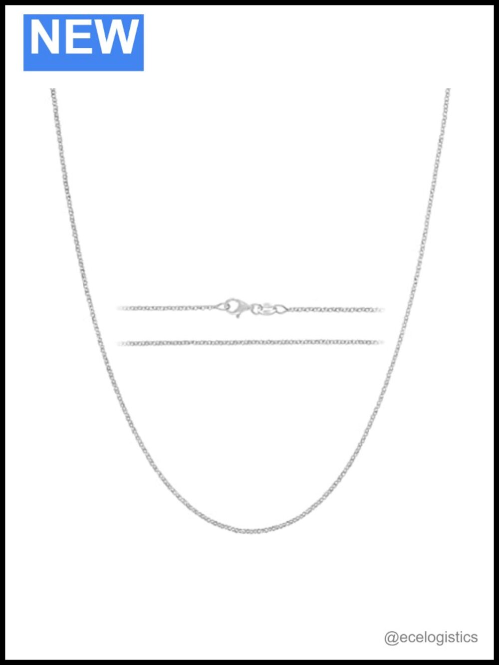 Sterling Silver Cable Chain Necklace 1.6mm Diamond Cut 20"
